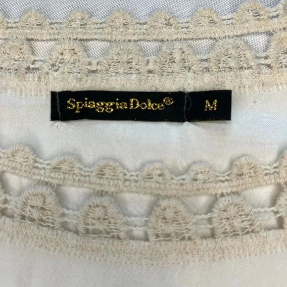 SPIAGGIA DOLCE lace trim and embroidered blouse Size M - Picture 6 of 11